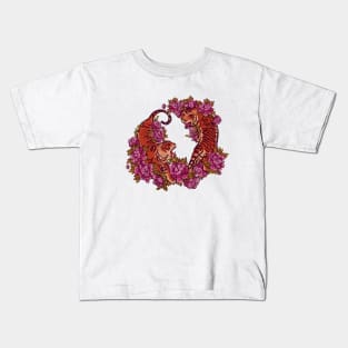 Tigers and peonies Kids T-Shirt